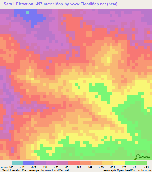 Sara I,Chad Elevation Map