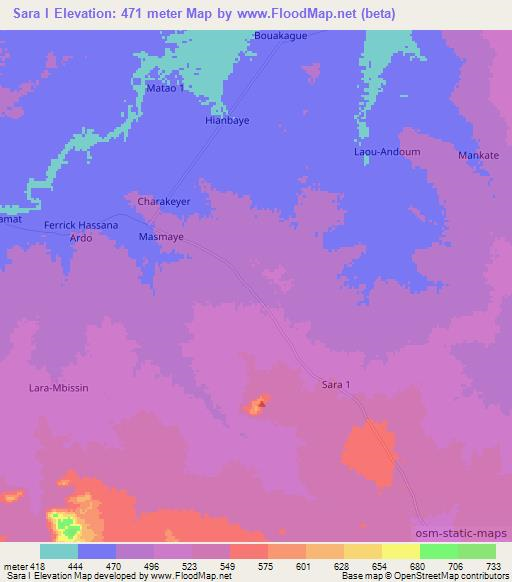 Sara I,Chad Elevation Map