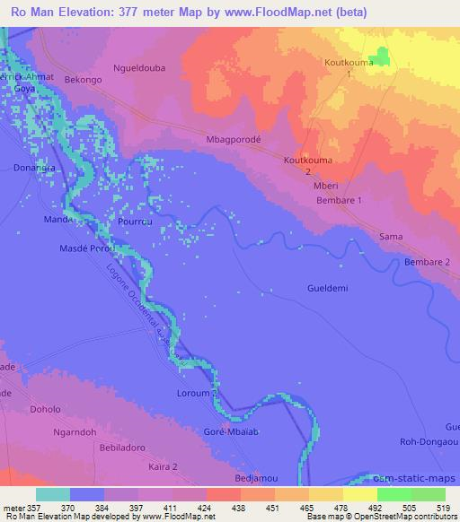 Ro Man,Chad Elevation Map
