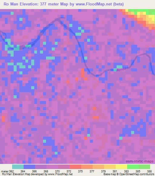 Ro Man,Chad Elevation Map