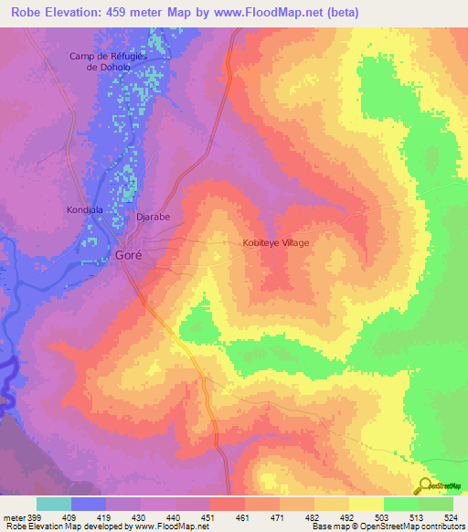 Robe,Chad Elevation Map