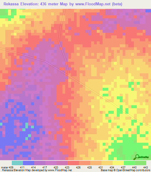 Rekassa,Chad Elevation Map