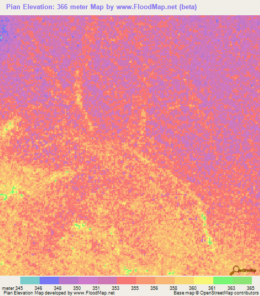 Pian,Chad Elevation Map