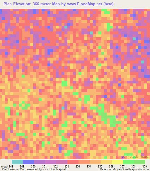 Pian,Chad Elevation Map