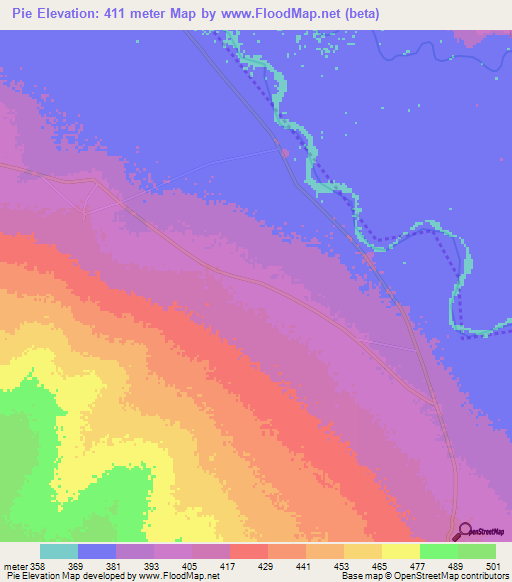 Pie,Chad Elevation Map