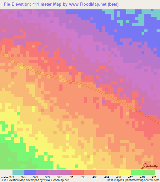 Pie,Chad Elevation Map