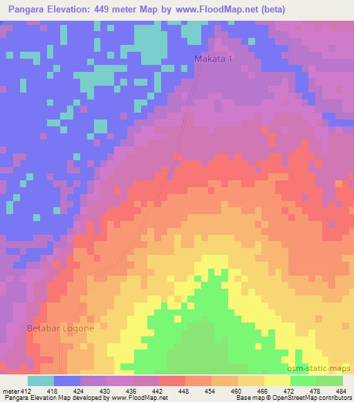 Pangara,Chad Elevation Map