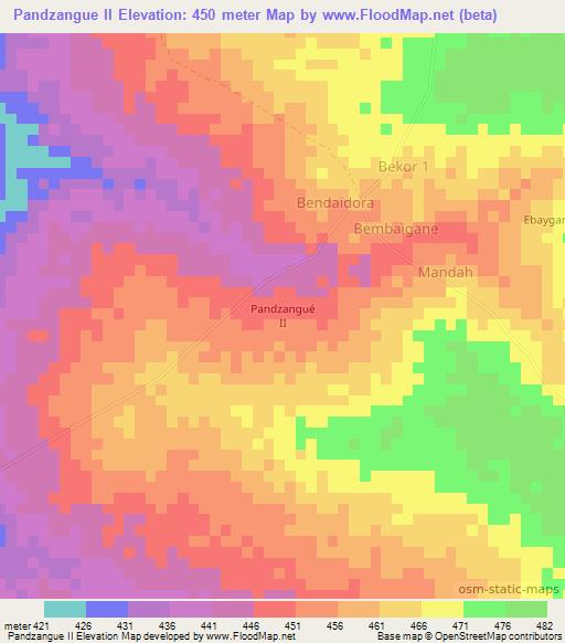 Pandzangue II,Chad Elevation Map