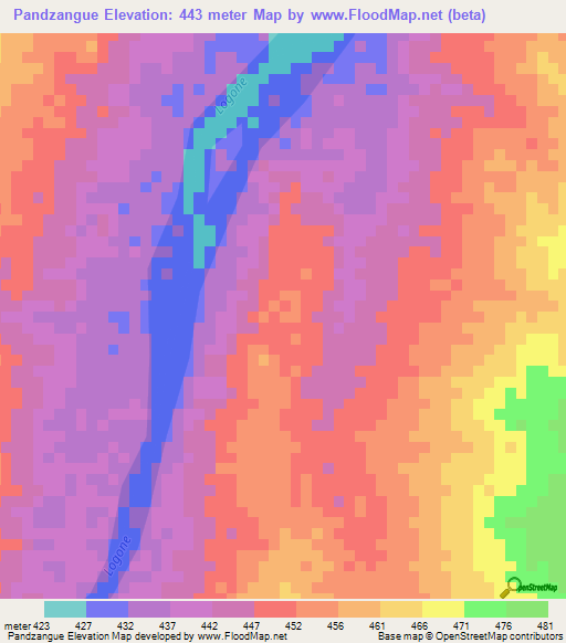 Pandzangue,Chad Elevation Map