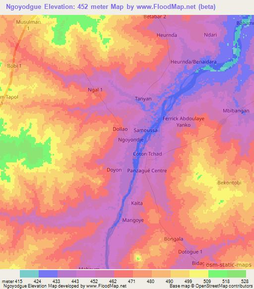 Ngoyodgue,Chad Elevation Map
