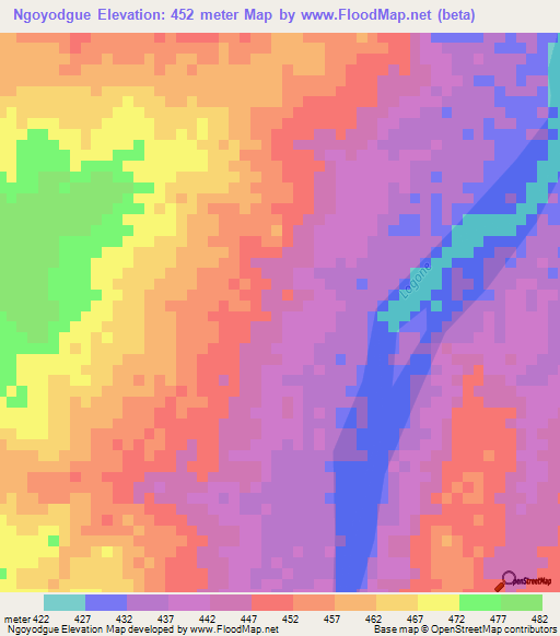 Ngoyodgue,Chad Elevation Map