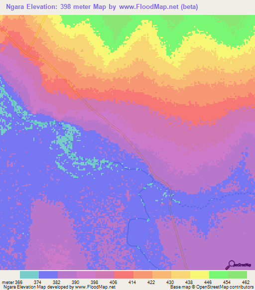 Ngara,Chad Elevation Map