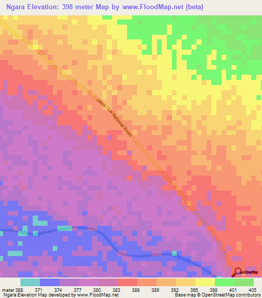 Ngara,Chad Elevation Map