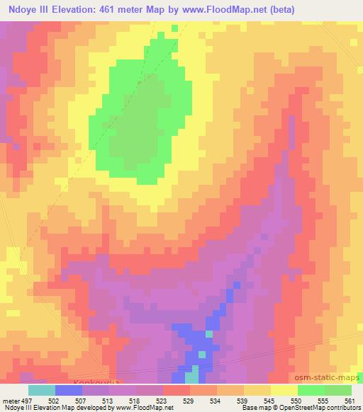 Ndoye III,Chad Elevation Map