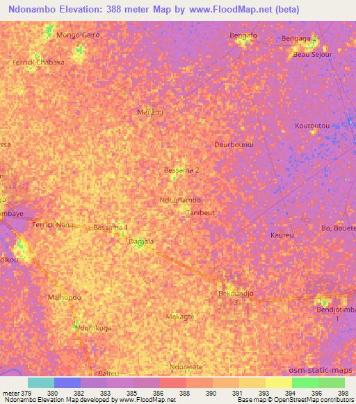 Ndonambo,Chad Elevation Map