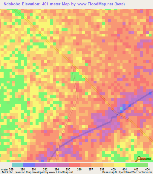 Ndokobo,Chad Elevation Map