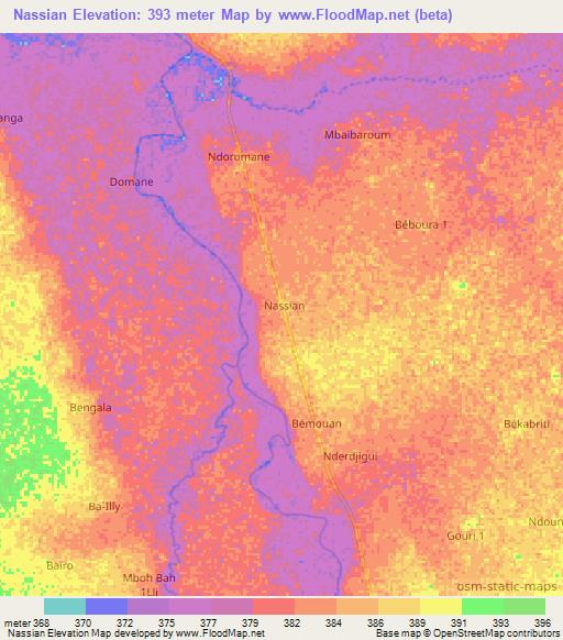 Nassian,Chad Elevation Map