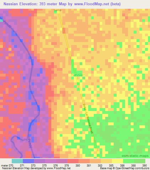 Nassian,Chad Elevation Map