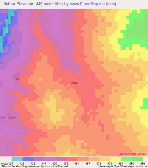 Nabou,Chad Elevation Map