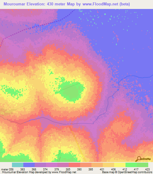 Mouroumar,Chad Elevation Map