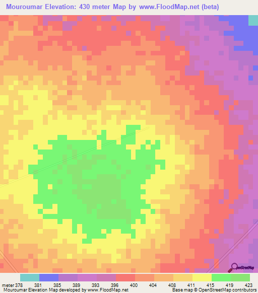 Mouroumar,Chad Elevation Map