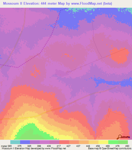 Mossoum II,Chad Elevation Map