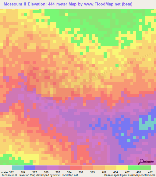 Mossoum II,Chad Elevation Map