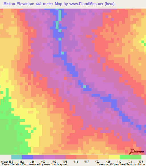 Mekon,Chad Elevation Map