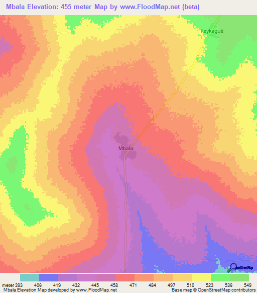 Mbala,Chad Elevation Map