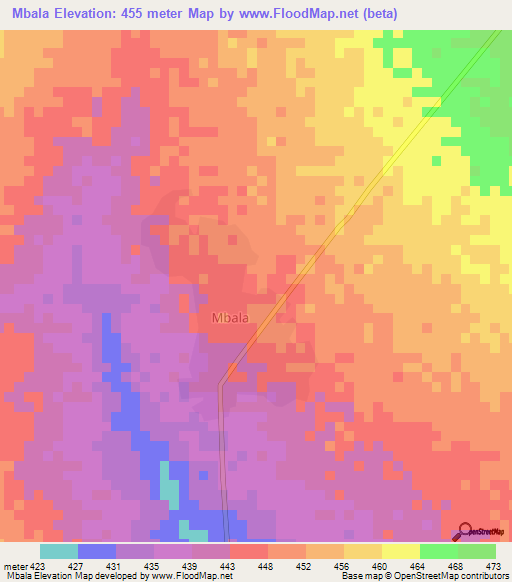 Mbala,Chad Elevation Map