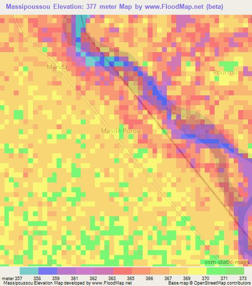 Massipoussou,Chad Elevation Map