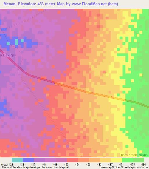 Menani,Chad Elevation Map