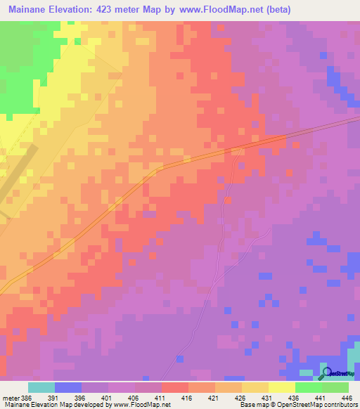 Mainane,Chad Elevation Map