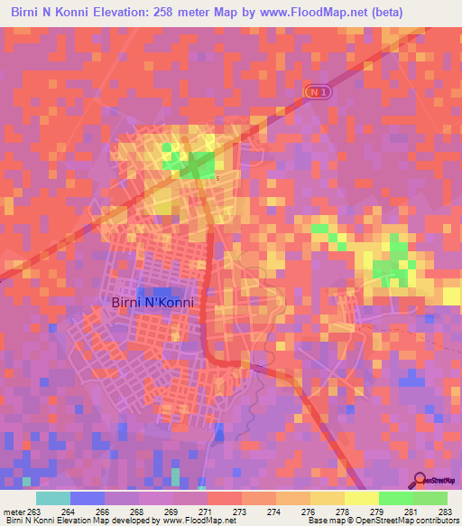 Birni N Konni,Niger Elevation Map