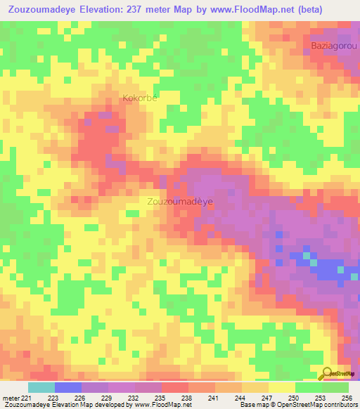 Zouzoumadeye,Niger Elevation Map