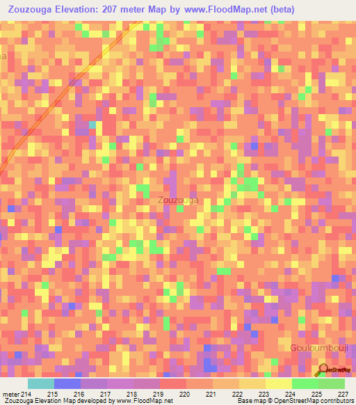 Zouzouga,Niger Elevation Map