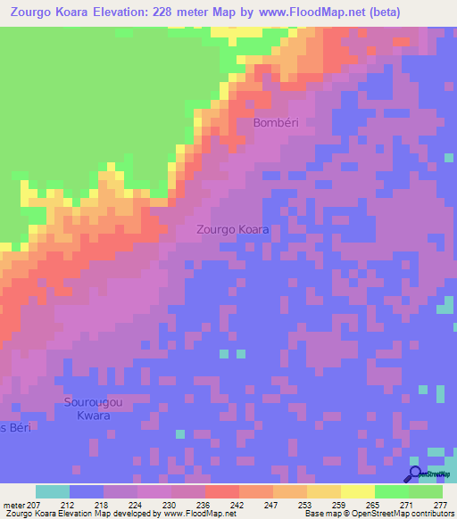 Zourgo Koara,Niger Elevation Map