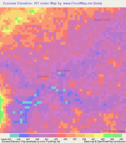 Zourewa,Niger Elevation Map