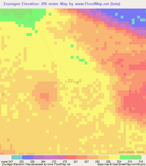 Zouragen,Niger Elevation Map