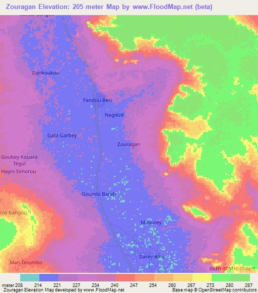 Zouragan,Niger Elevation Map