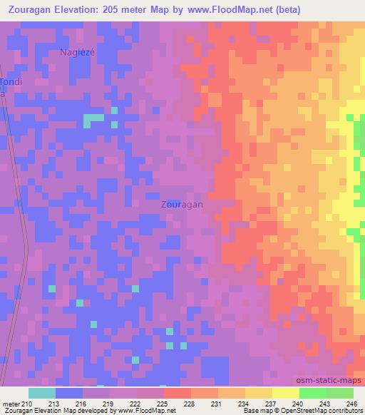 Zouragan,Niger Elevation Map