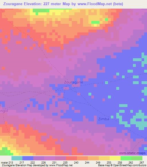 Zouragane,Niger Elevation Map