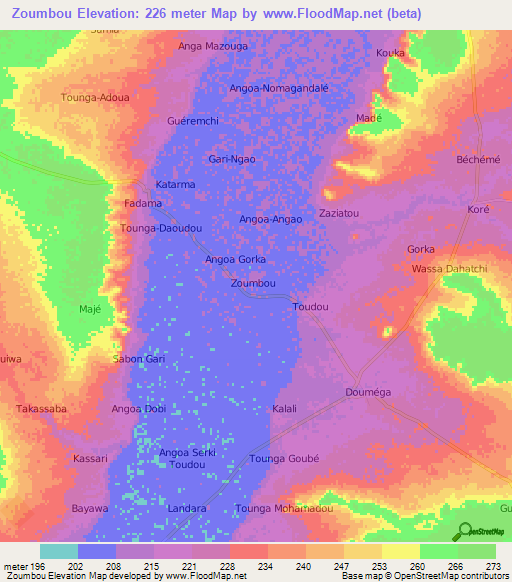 Zoumbou,Niger Elevation Map