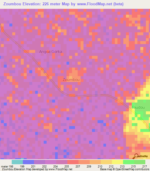 Zoumbou,Niger Elevation Map