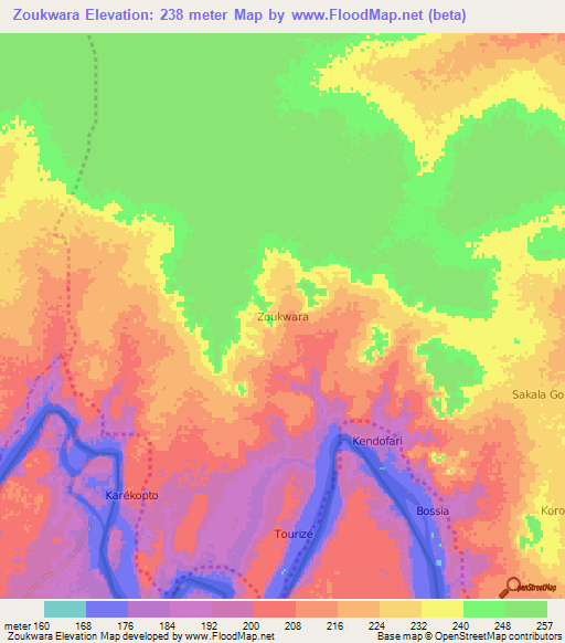 Zoukwara,Niger Elevation Map