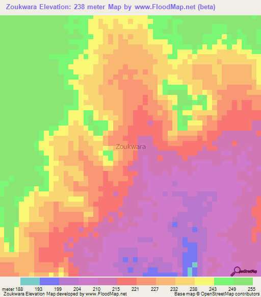 Zoukwara,Niger Elevation Map