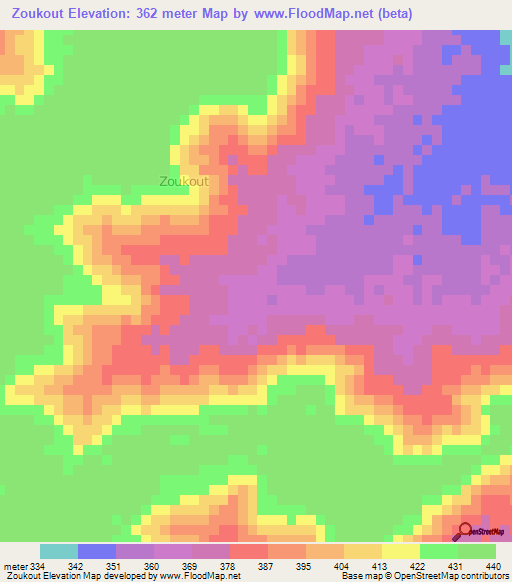 Zoukout,Niger Elevation Map