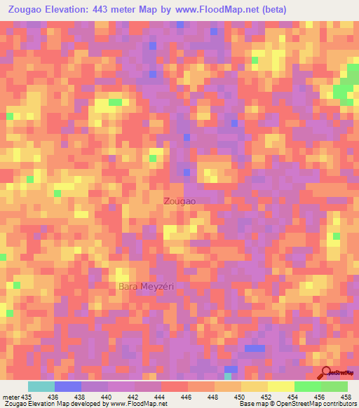 Zougao,Niger Elevation Map