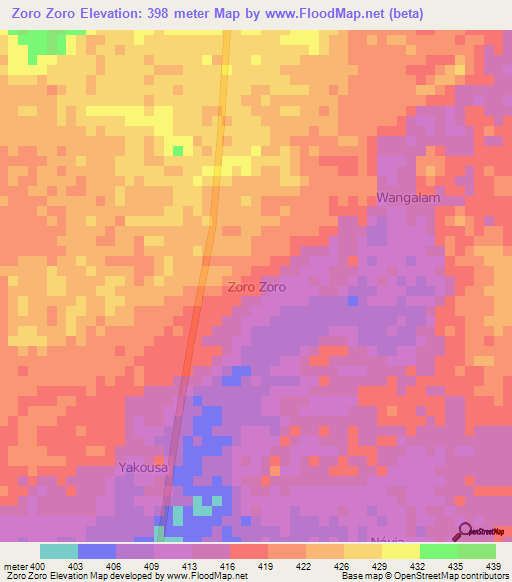 Zoro Zoro,Niger Elevation Map