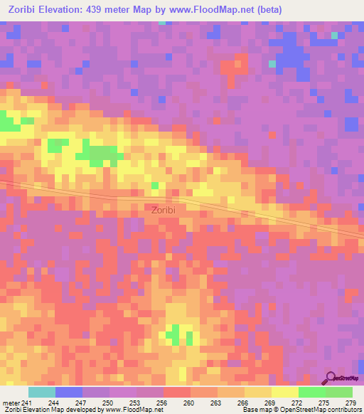 Zoribi,Niger Elevation Map